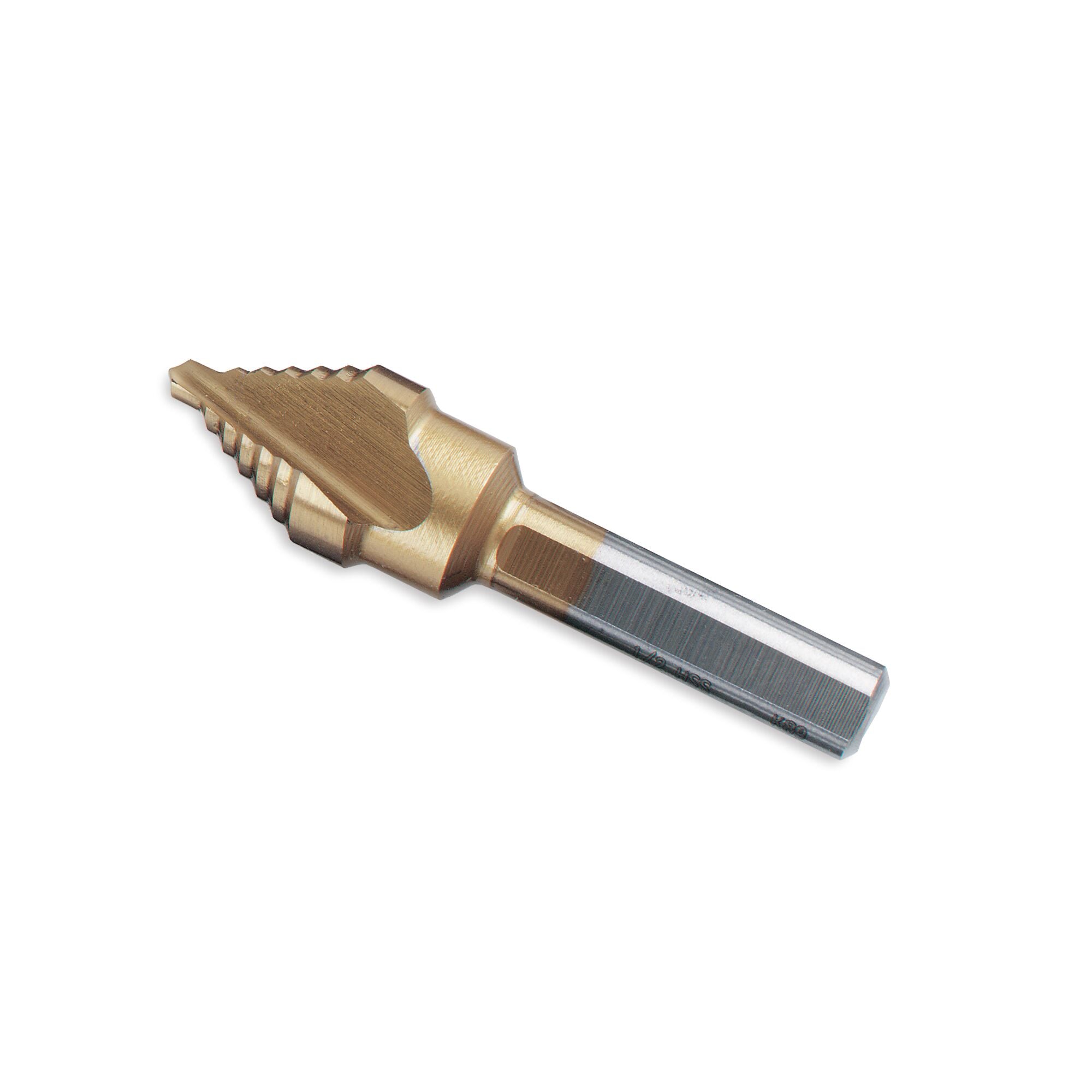 Stubby Titanium-Nitride Coated Stepped Drill Bit 1/8" - 1/2" (7 steps)