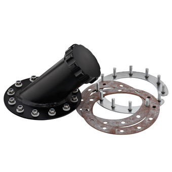 45° Degree Fuel Cell Filler Neck & Cap - 12 Hole (Anodized Black)