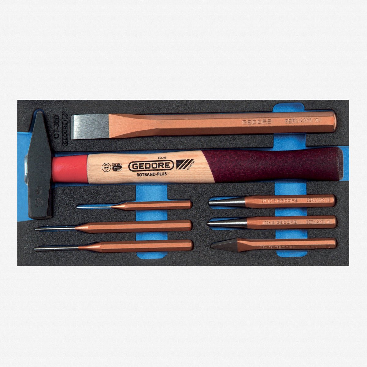 Gedore 1500 CT1-350 Chisel Set in 1/3 CT Module, 8 Pieces