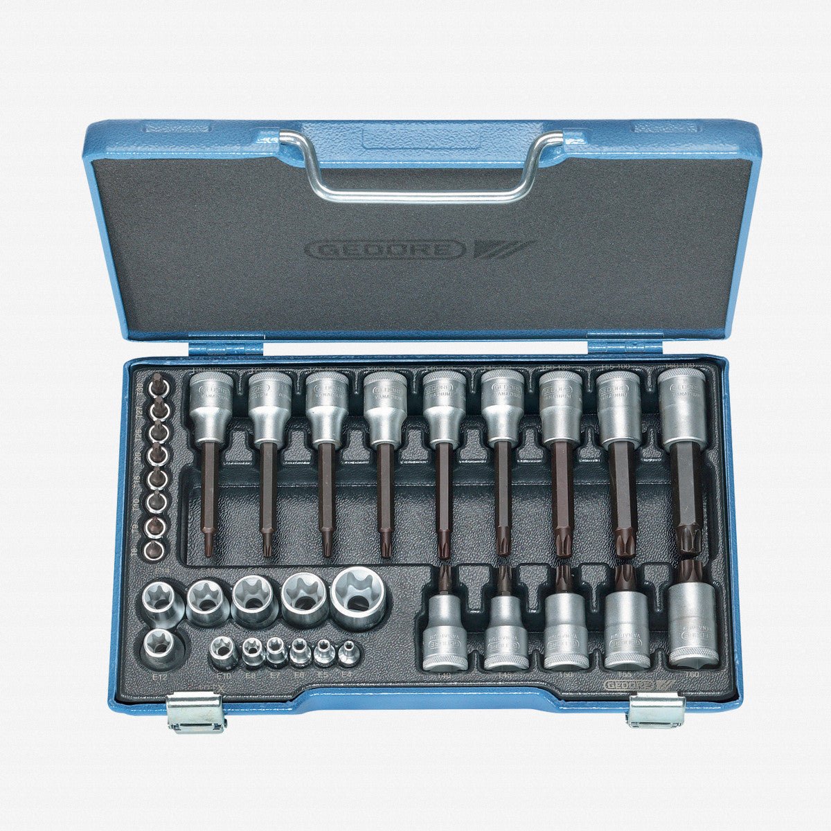 Gedore 19 TX 20 Screwdriver bit socket set 1/2"+1/4" 34 pcs TORX