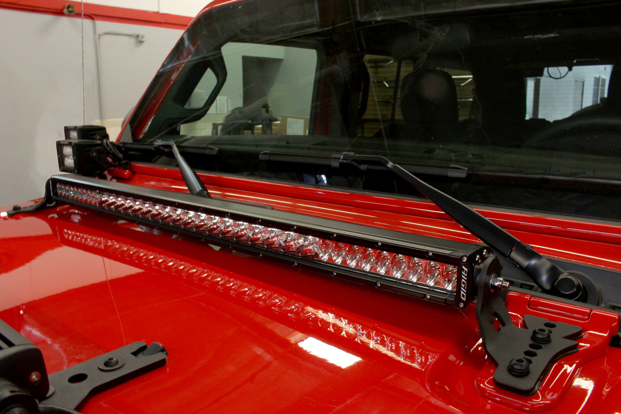 RealTruck Go Rhino 731300T 30" LED Light Bar Hood Hinge Mount for 18-26 Jeep Wrangler JL Unlimited & Gladiator JT