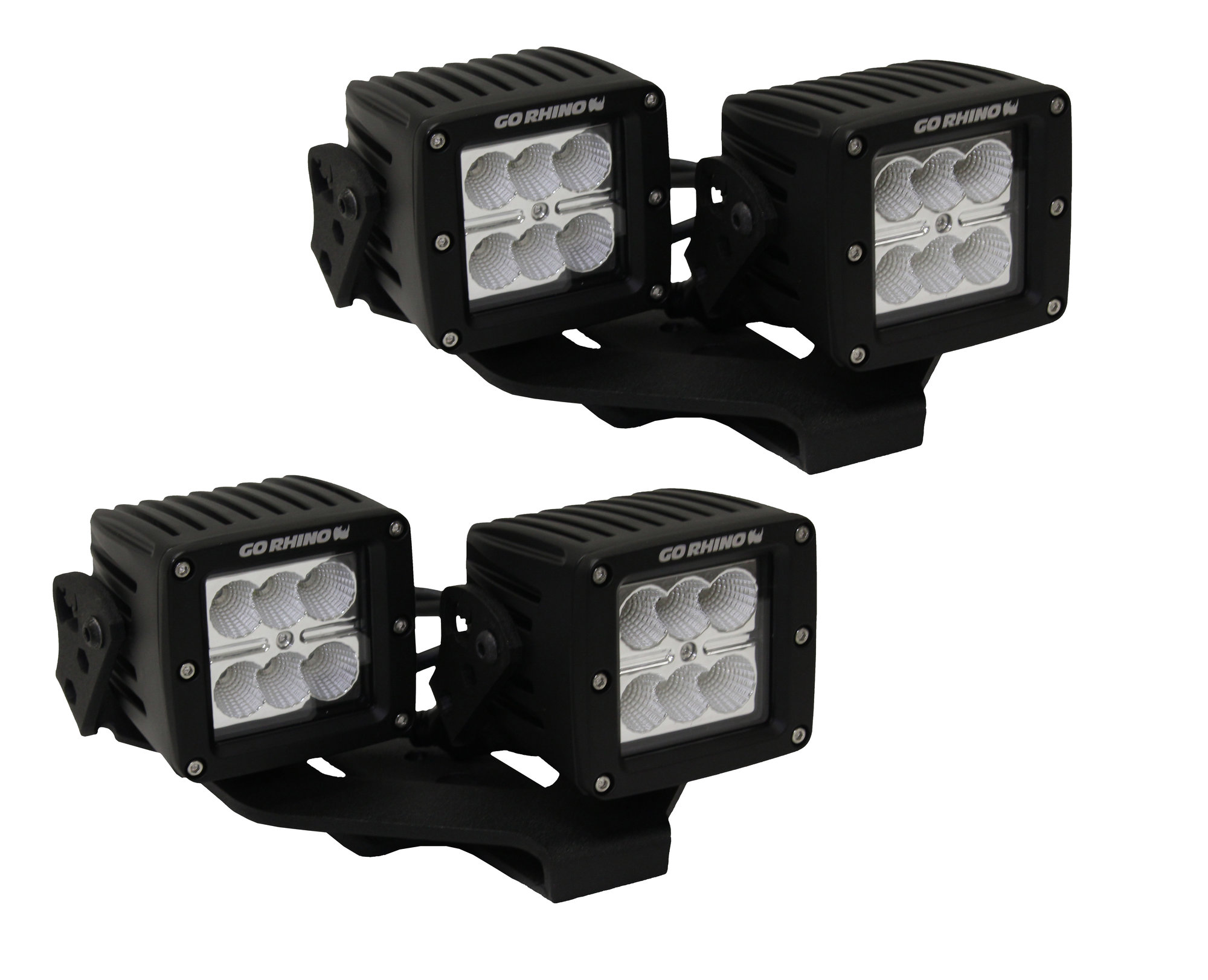RealTruck Go Rhino 732231T Dual 3" LED Cube Light Hood Mount Brackets for 18-26 Jeep Wrangler JL Unlimited & Gladiator JT