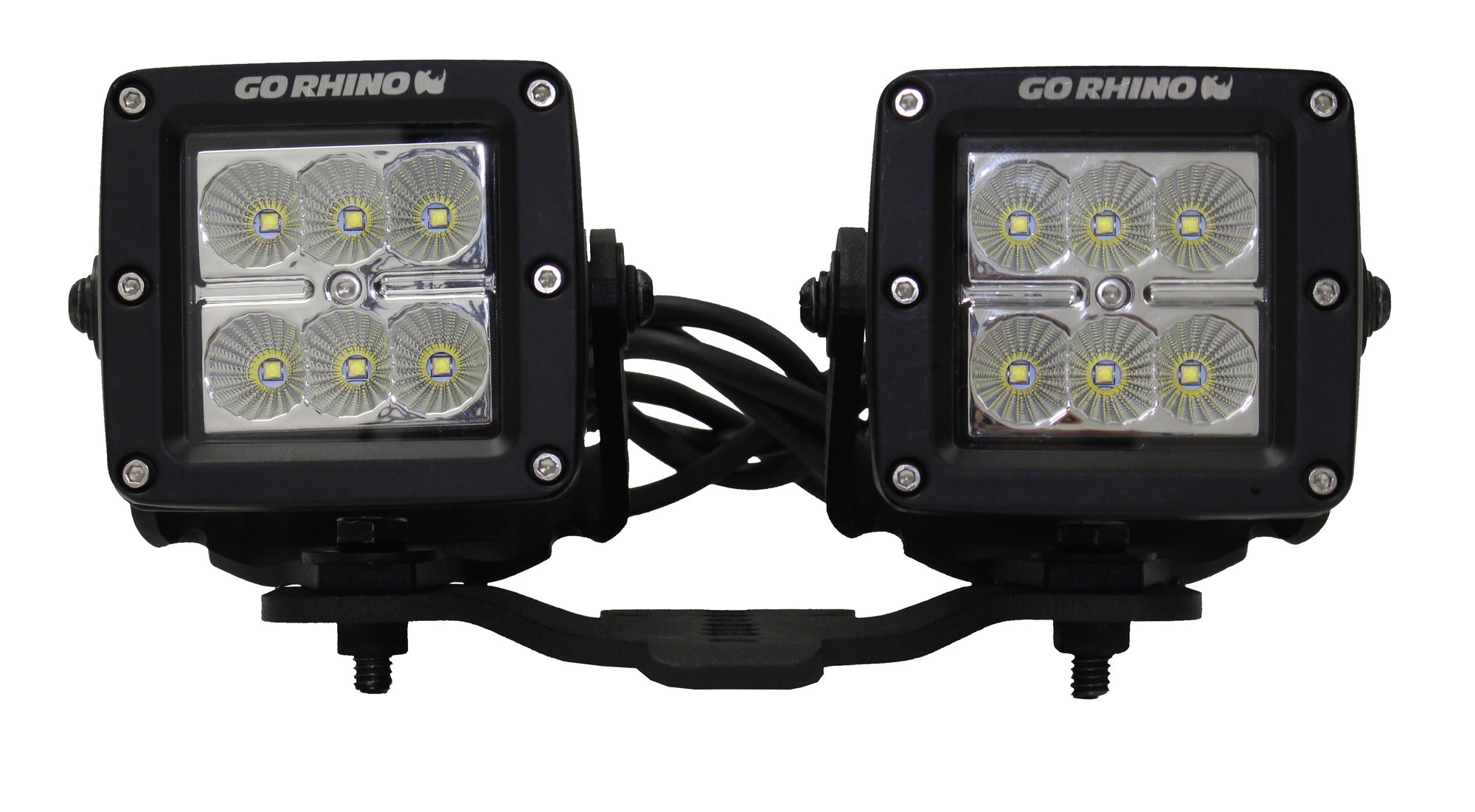 RealTruck Go Rhino Dual 3x3 Cube Light Hood Hinge Mounts for 18-26 Jeep Wrangler JL Unlimited & Gladiator JT