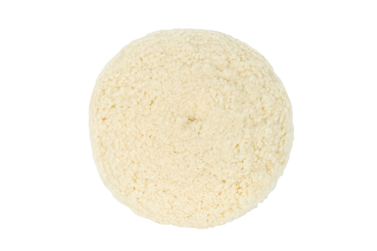 High Teck 775 Wool Buffing Pad - 7.5 in Diameter, 1.5 in Thick, Hook and Loop Backing (Pack of 12)