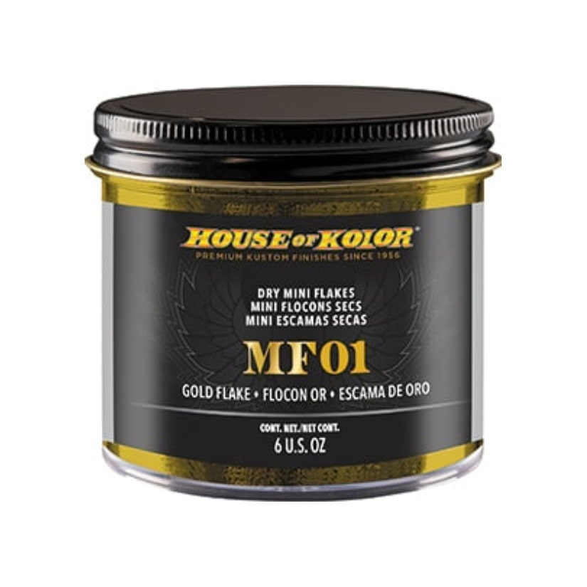 House of Kolor MF01-C01 Gold Dry Flake 6 oz Powder Can - 1/256th Rectangle Chips