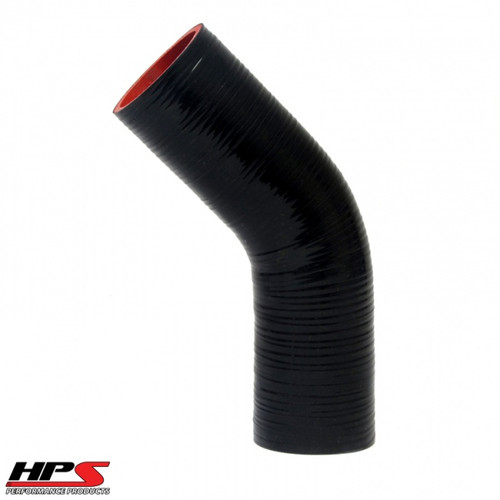 HPS 4 Ply Reinforced 45 Degree Silicone Hose Coupler 2" ID 4" Leg Length - Black
