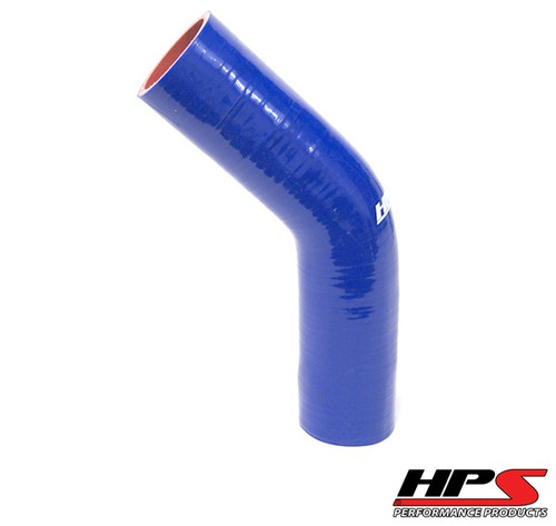 HPS 4 Ply Reinforced 45 Degree Silicone Hose Coupler - 4" ID - 4" Leg - Blue