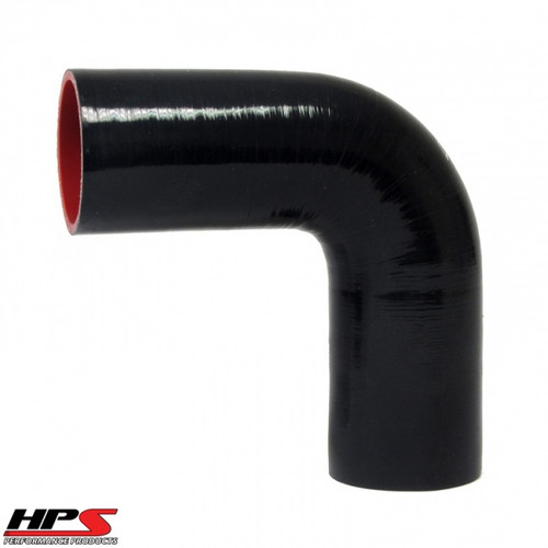 HPS 4 Ply Reinforced 90 Degree Silicone Hose Coupler 2" ID - 4" Leg Black