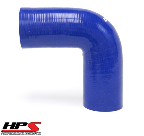 HPS 4 Ply Reinforced 90 Degree Silicone Hose Coupler 2.5" ID - 4" Leg Blue