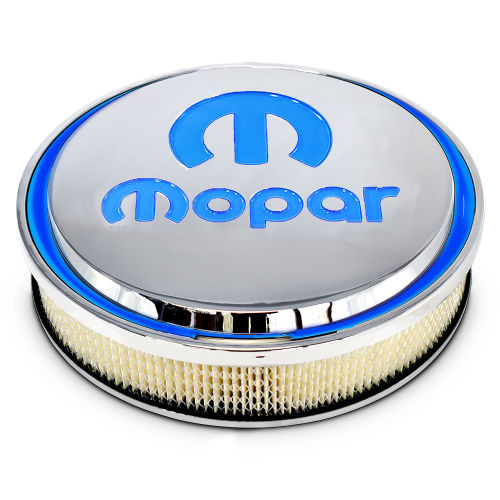 Proform 440-832 14" MOPAR Slant Edge Aluminum Air Cleaner Polished / Blue "M"
