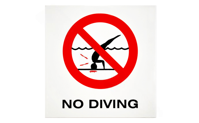 Inlays 6″ x 6″ NO DIVING MG Smooth Ceramic Tile Waterline Depth Marker C611500