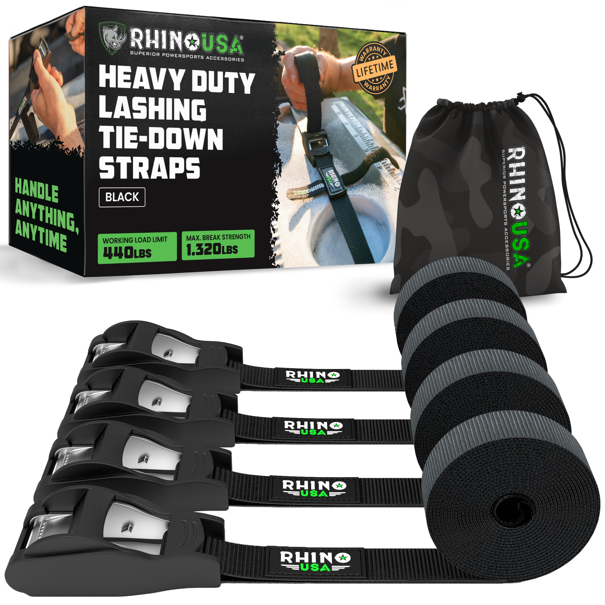 1" x 12' Lashing Tie-Down Straps