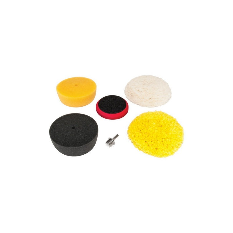 AES Industries Mini Buffing Pad Set 76400, 4-in Hook-and-Loop Face Pads (4 pcs) with Backing Pad