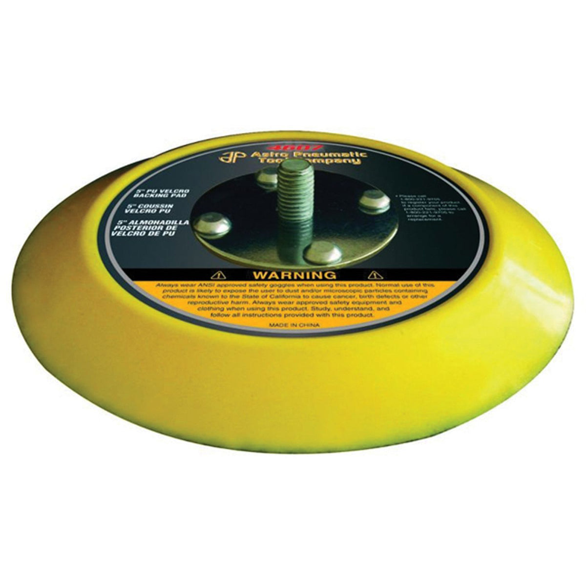 Astro Pneumatic 4607 Backing Pad 5 in, Polyurethane, Hook and Loop, Tapered Edge