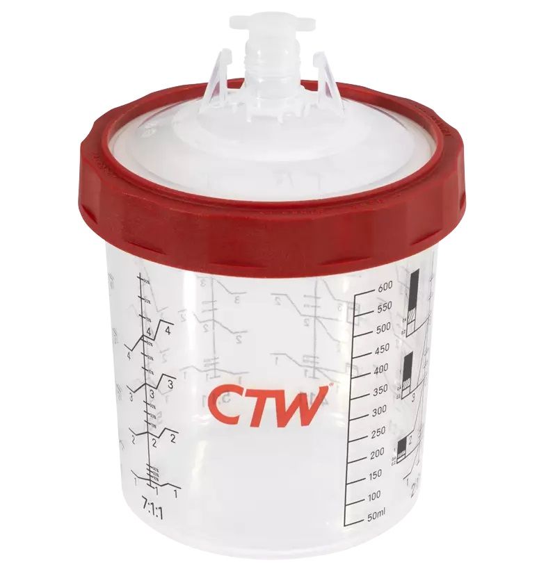 CTW Paint Cup System - CS-180 - 180 ml Capacity with Sturdy Collar and Reinforced Nozzle
