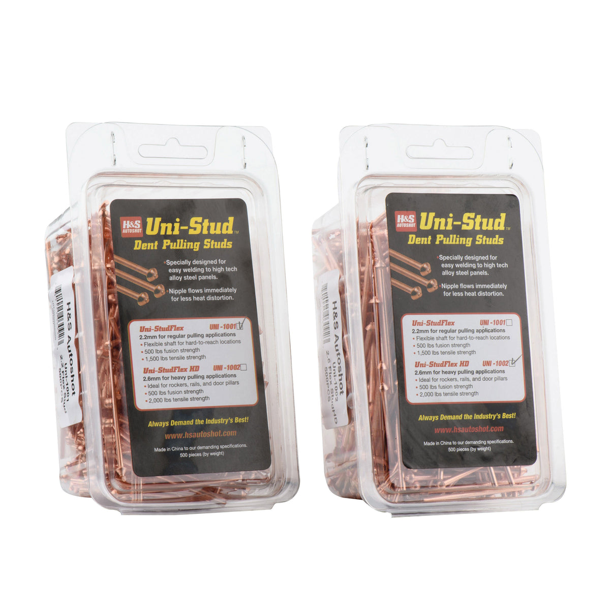 H&S Autoshot Uni-Spotter 1002 Heavy Weight Pulling Stud 2.6 mm Copper-Coated for high-strength steel