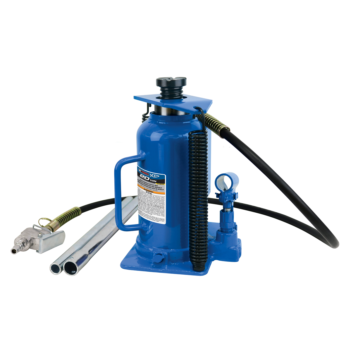 K Tool International Bottle Jack XD63228 20-Ton Air/Hydraulic Welded with 3.25-in Adjustable Screw