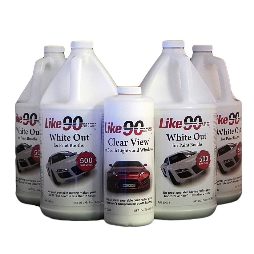 Like90 White Out Booth Coating Kit 10031 - Includes 4 gal White Out and 1 qt Clear View