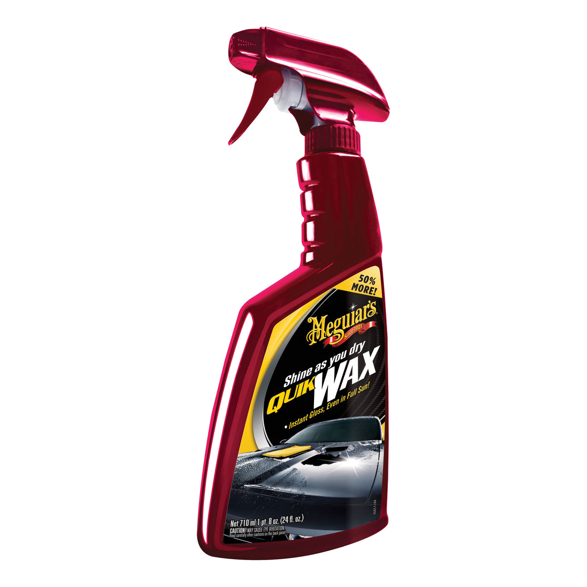 Meguiar's Quick Wax A1624 24 oz Clear Spray Bottle - Dark reflections, fast-dry gloss for quick