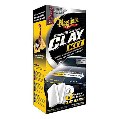 Meguiar's Smooth Surface G191700 Clay Kit, 60 g Clay Bar + 16 oz Quik Detailer, Light Blue Liquid