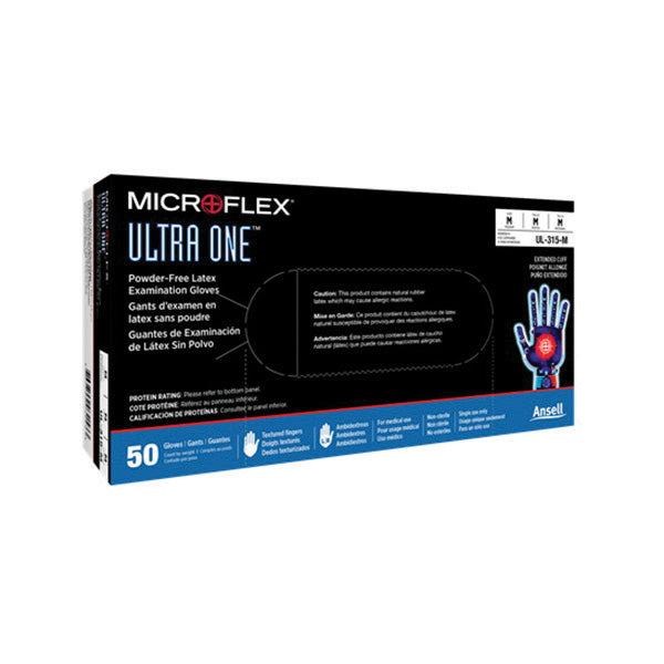 Microflex Ultra One UL315-L General Purpose Disposable Exam Gloves Large Natural Rubber Latex