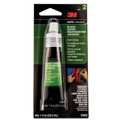 3M Super Weatherstrip Adhesive – Heavy Black, 1 oz Tube, Part 3602