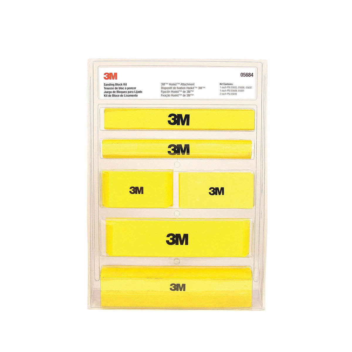 3M 5684 Hand Sanding Block Kit, Hookit Attachment, Assorted Sizes