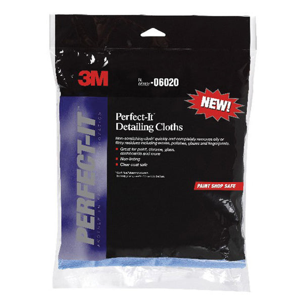 3M Auto Detailing Cloth 6020 12×4.1 in Blue Microfiber Cloth for paint and interior surfaces
