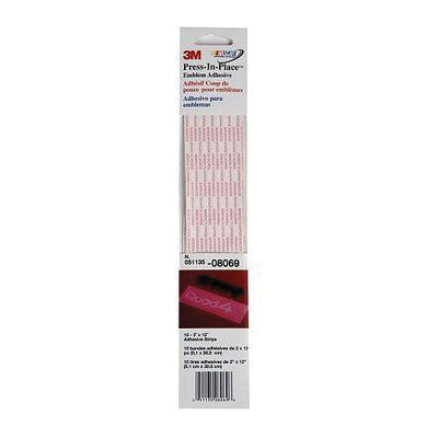 3M 8069 Transfer Emblem Adhesive, Clear Liquid, 2 x 12 in, 10 Strips per Pack