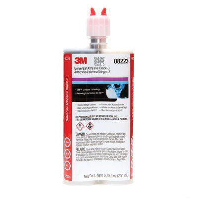 3M 8223 2‑Part Universal Adhesive, 200 mL Dual Syringe Cartridge, Black Paste