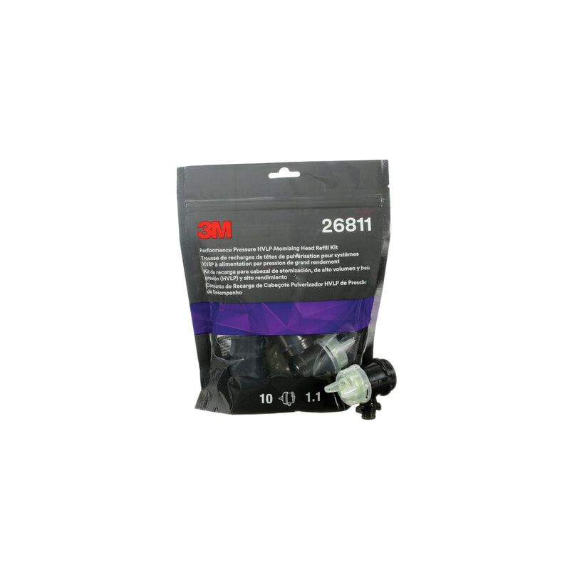 3M 26811 Atomizing Head Refill Kit, 1.1 mm Nozzle, Yellow, for Performance Pressure HVLP Spray Gun