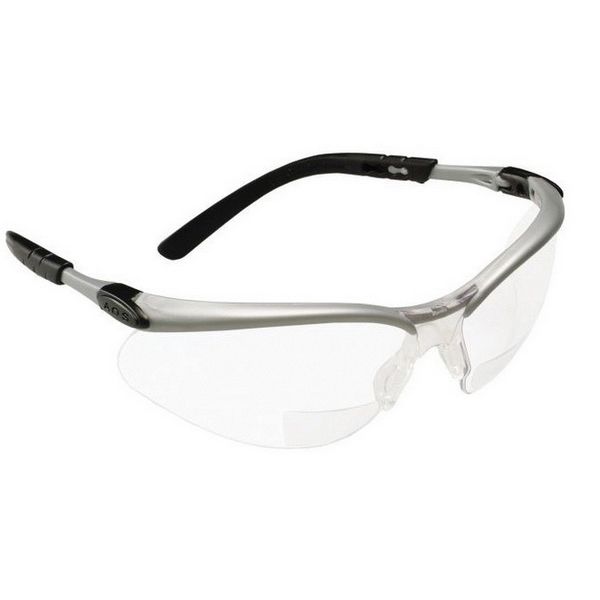 3M 11376 BX Reader Protective Eyewear, 2.5 Diopter Clear Lens, Silver Frame