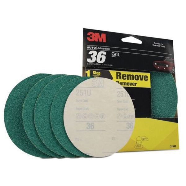 3M Green Corps 31548 6 in 36 Grit PSA Abrasive Disc, Green