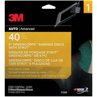 3M Green Corps Abrasive Disc 31550 8 in 40 Grit PSA