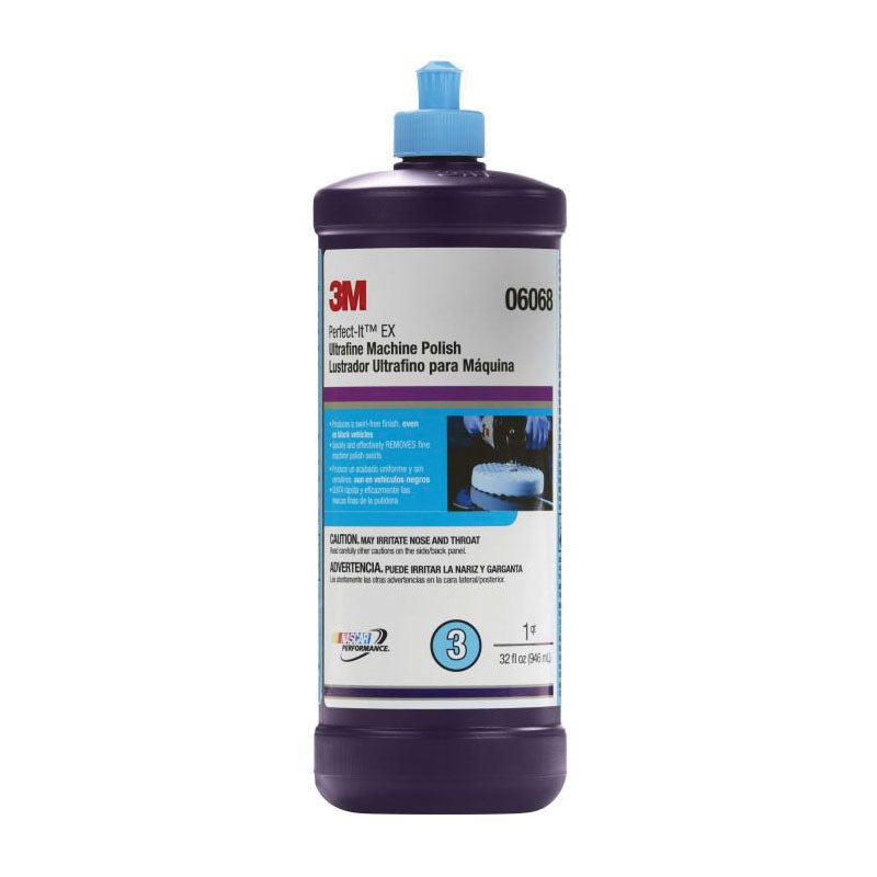 Perfect-It™ 6068 EX Ultrafine Machine Polish - 1 qt Blue Liquid Bottle, Low-Sling Formula for