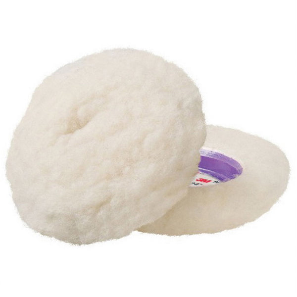 Perfect-It™ 30040 Single-Sided Low-Lint Wool Compounding Pad - 4 in Diameter, Hook-and-Loop, White