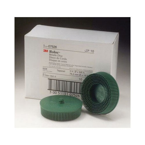 Scotch-Bright 7526 Tapered Bristle Disc 3 in - 50 Grit Ceramic, Green, TR Attachment