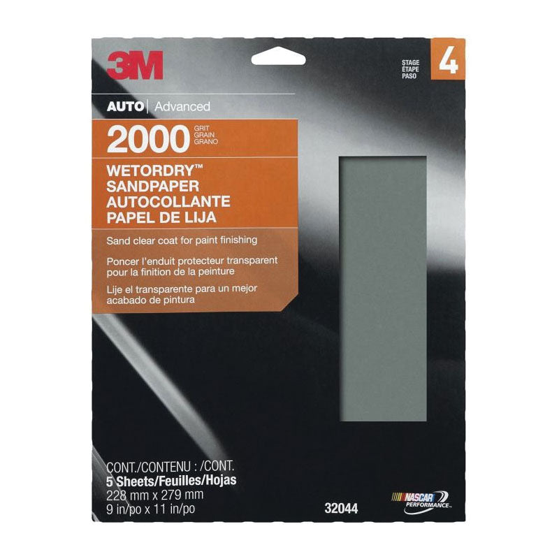 3M Wetordry 32044 2000 Grit 9 in x 11 in Gray Aluminum Oxide Sandpaper Micro Fine Wet/Dry