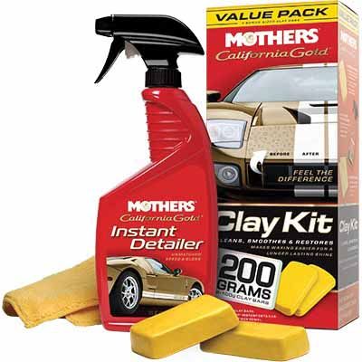 Mothers 07240 California Gold Value Pack Clay Kit, Yellow, Includes 2 Clay Bars, Detailer & Towel