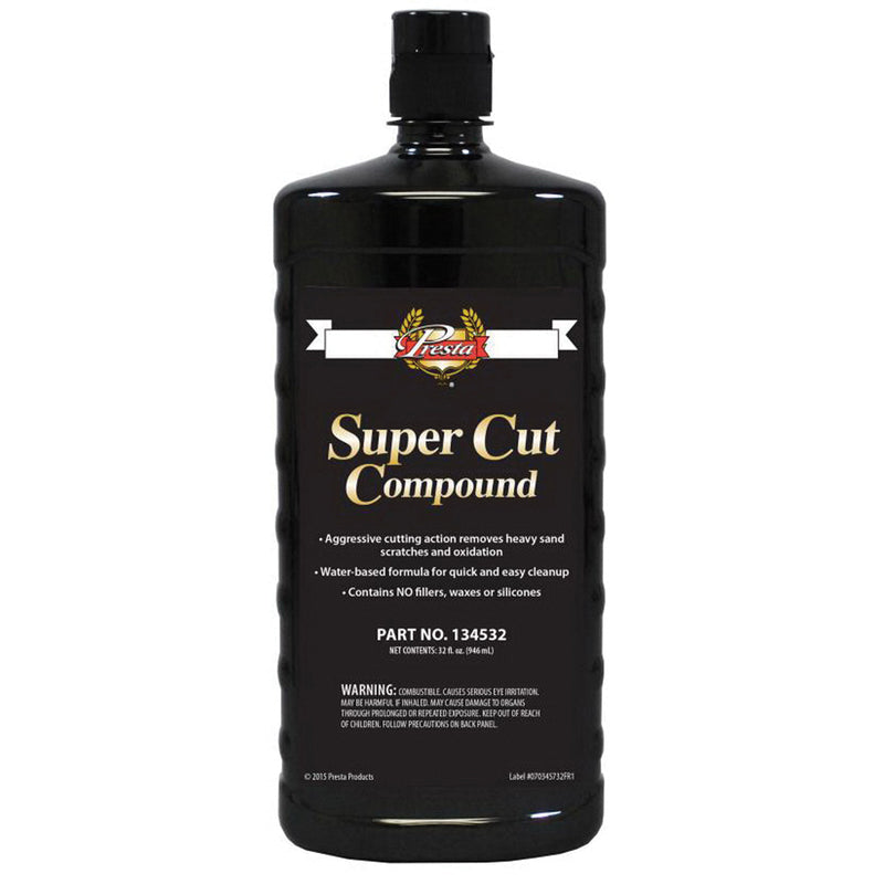 Presta 134532 Super Cut Compound 32 oz Off-White Liquid Bottle