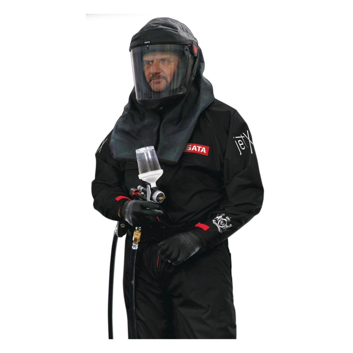 SATA 550060BK XXL Black Paint Suit Pro Series with Carbon-Fiber Thread and Breathable Back Fabric