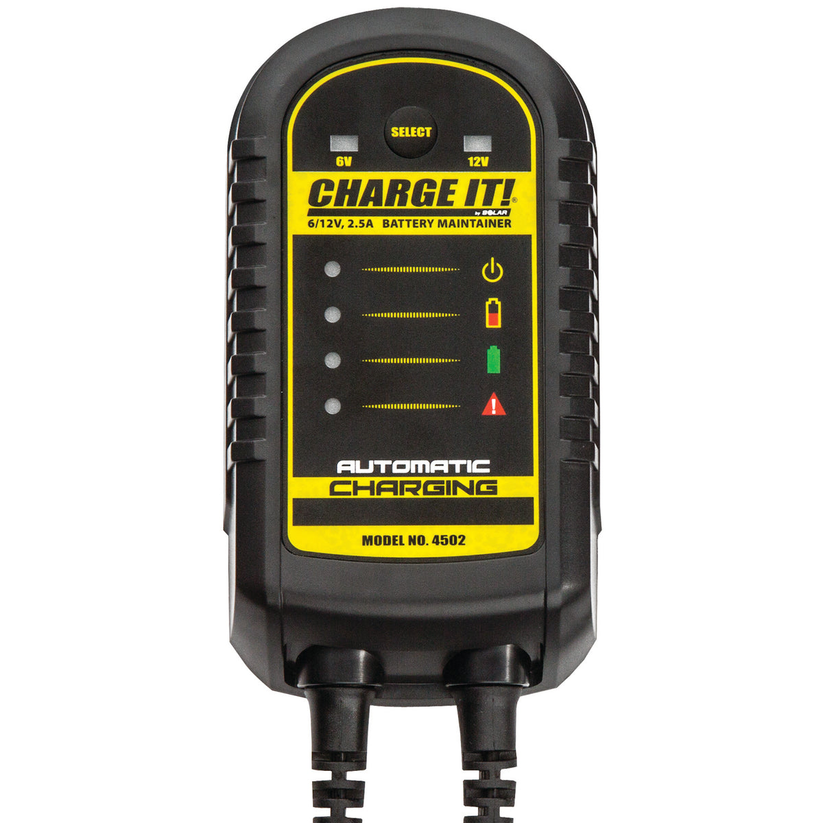 Solar 4502 2.5 Amp 6/12 Volt Battery Maintainer with smart multi-stage charging, compact clamps