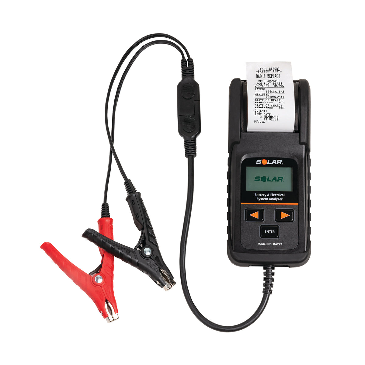 Solar 12 Volt Digital Battery and System Tester BA227 with Integrated Printer
