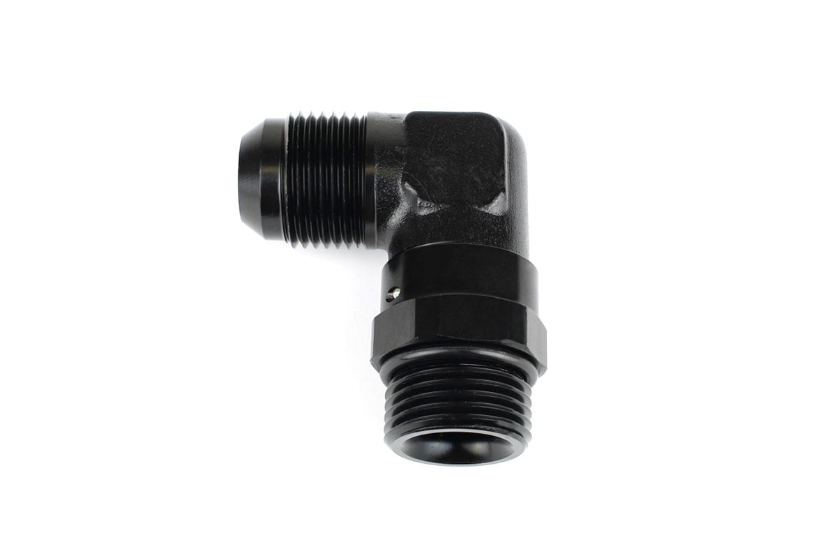 RaceFlux 90-degree -16AN O-Ring Boss to -16AN Male Flare Adapter Fitting