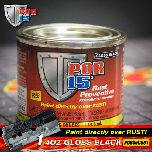 POR 15 450061 (1) 4oz Can Gloss Black Rust Preventative Paint - Paint Over Rust!