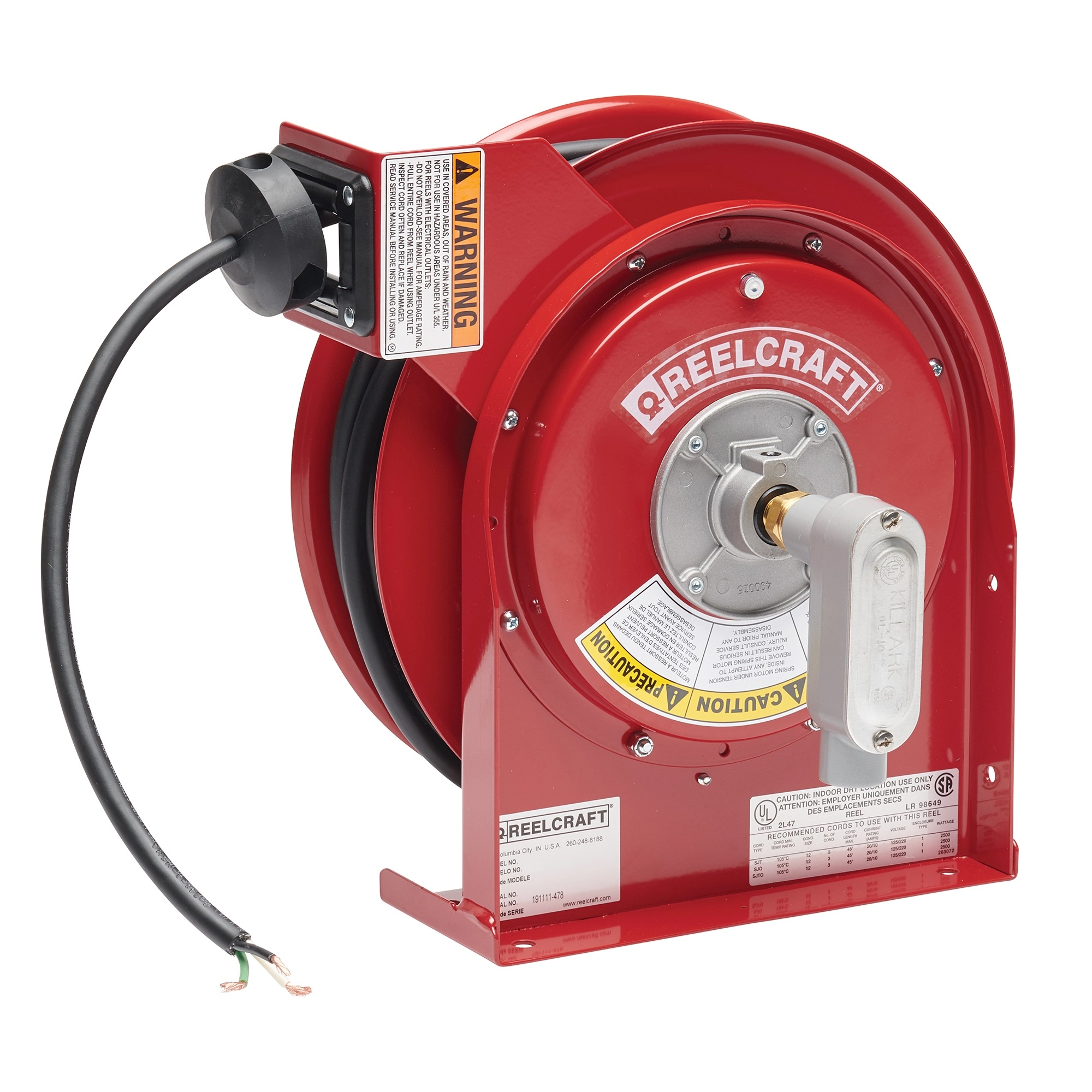 ReelcraftL 4545 123 XSpring Rewind Cord Reel