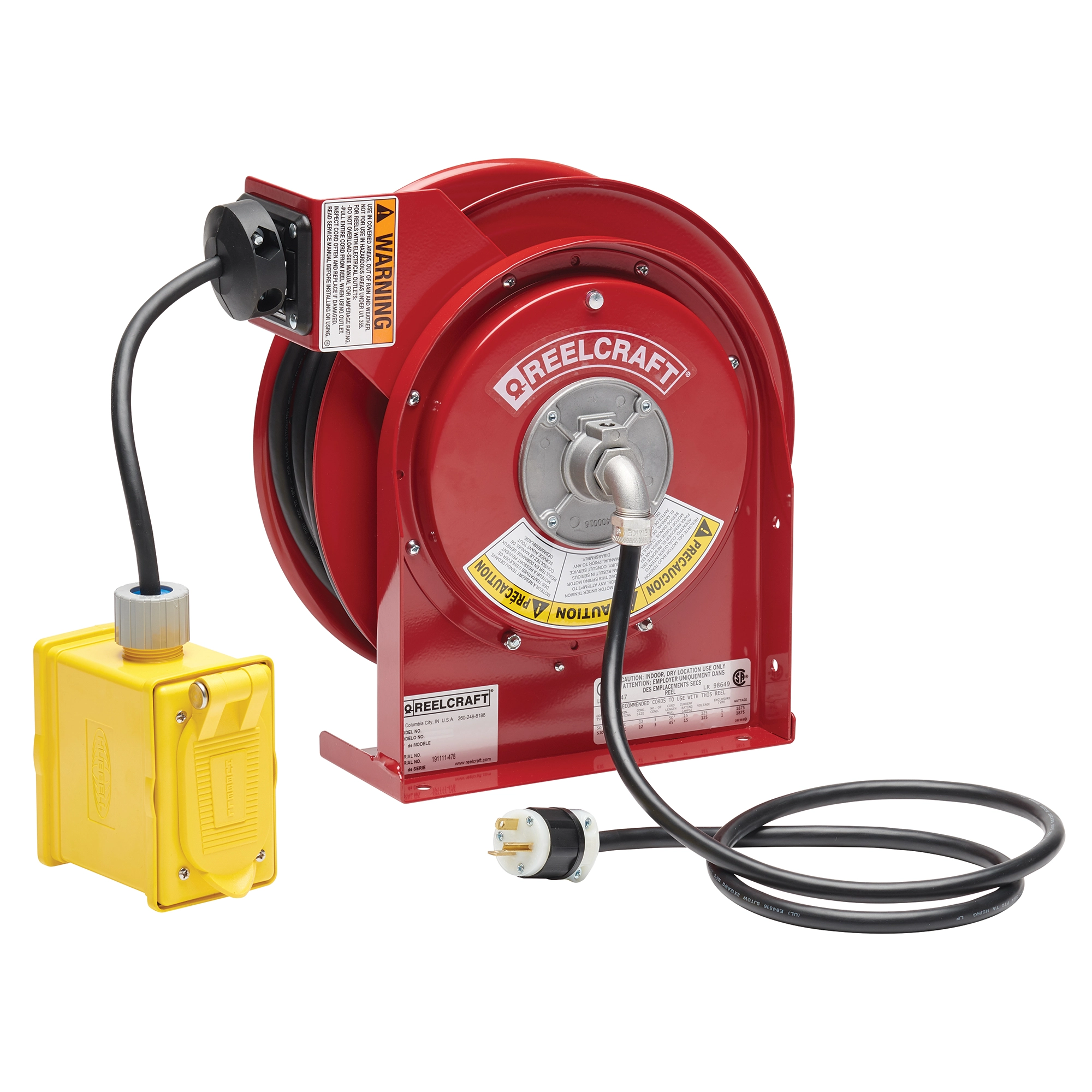 ReelcraftL 4525 123 7ASpring Rewind Cord Reel