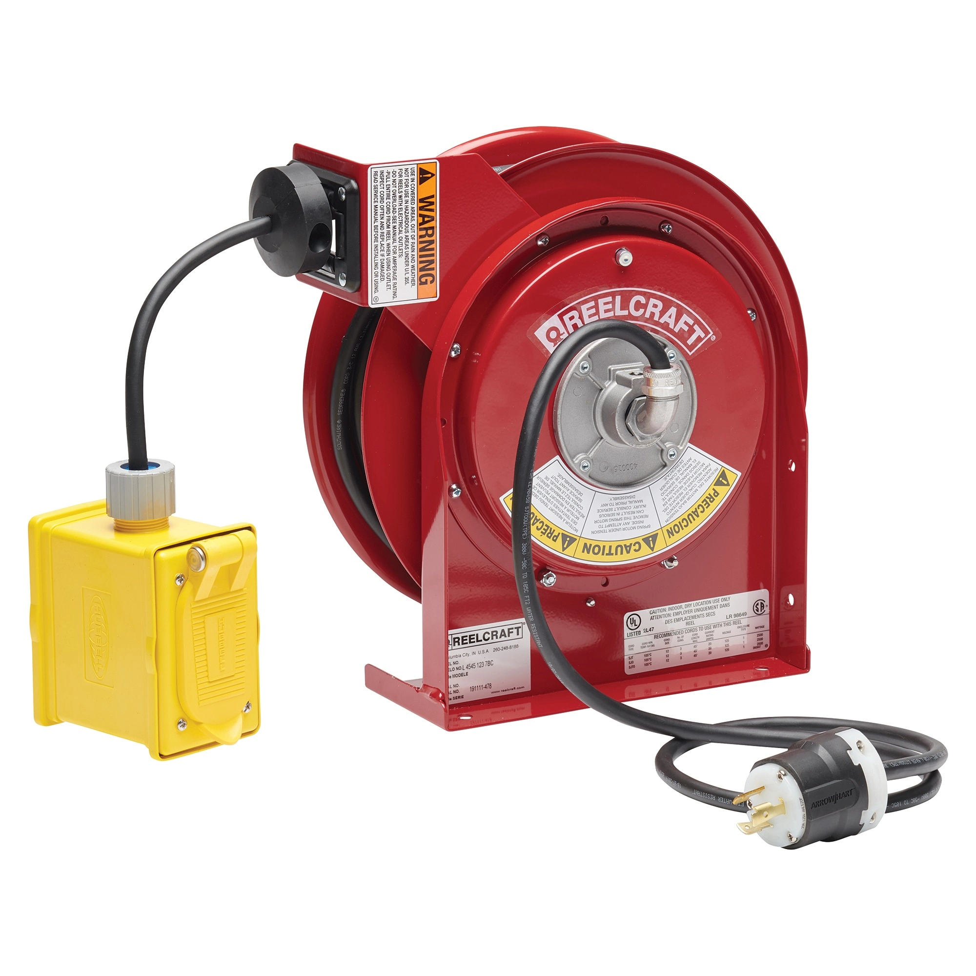 ReelcraftL 4525 123 7BCSpring Rewind Cord Reel