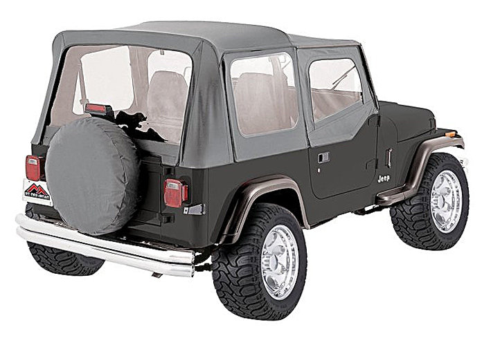 Crown Automotive Replacement Soft Top with Clear Windows for 88-95 Jeep Wrangler YJ with Half Steel Doors