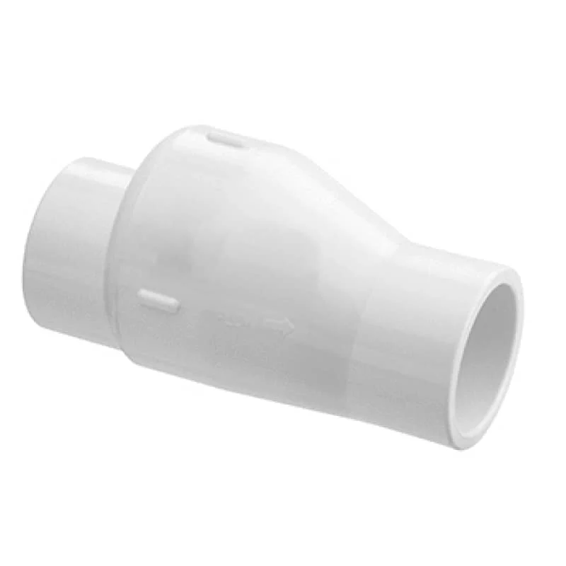 SUPER-PRO 1.5″S WHITE SWING PVC CHECK VALVE WITH 0.5 LB SPRING